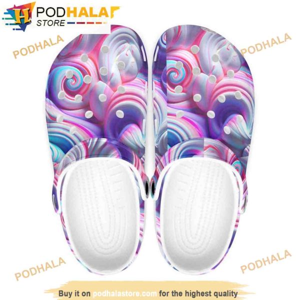 Swirling Pink Purples 80s Retro Groovy Marble 3D Funny Crocs Clog Shoes