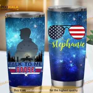 Talk To Me Goose Top Gun Custom Name Stainless Steel Coffee Tumbler