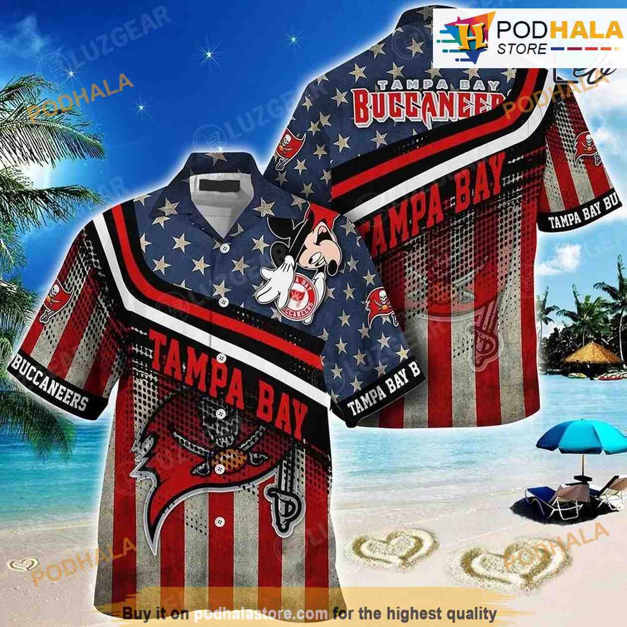 Tampa Bay Buccaneers NFL Hawaiian Shirt, Mickey American Flag