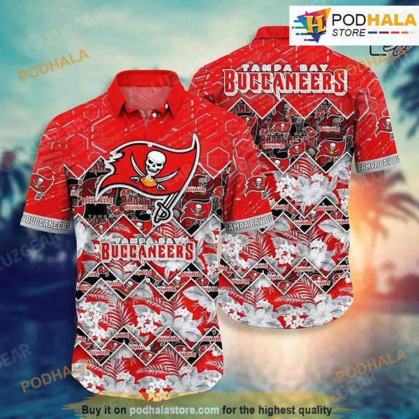 Tampa Bay Buccaneers NFL Hawaiian Shirt, Tropical Patterns 3D Printed Beach Shirt Summer Gift