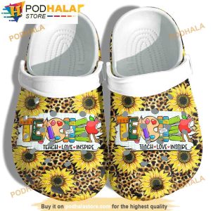 Teach Love Inspire Back To School 3D Funny Crocs Clog Shoes