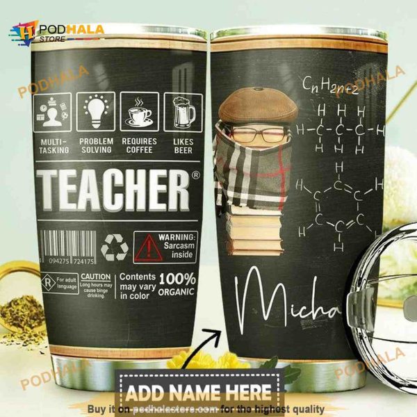 Teacher Label Personalized Gift Travel Coffee Tumbler