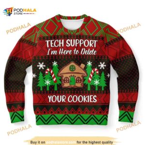 Tech Support I’m Here To Delete Your Cookies Ugly Xmas Wool Sweater, Xmas Gifts