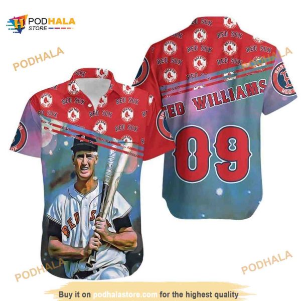 Ted Williams 9 Boston Red Sox Funny Hawaiian Shirt Baseball Fans Gift