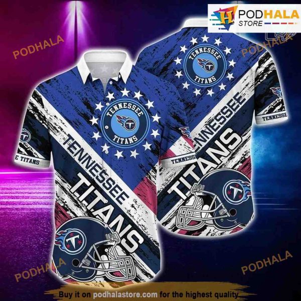 Tennessee Titans NFL Hawaiian Shirt, American Flag 3D Printed Short Shirt Gift