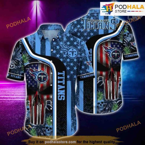 Tennessee Titans NFL Hawaiian Shirt, Tropical Pattern Skull Punisher 3D Printed Gift