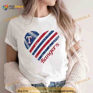 Texas Rangers G III 4Her by Carl Banks White Heart T Shirt 2