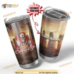 The Caffenator Terminator Parody Custom Name Coffee Tumbler