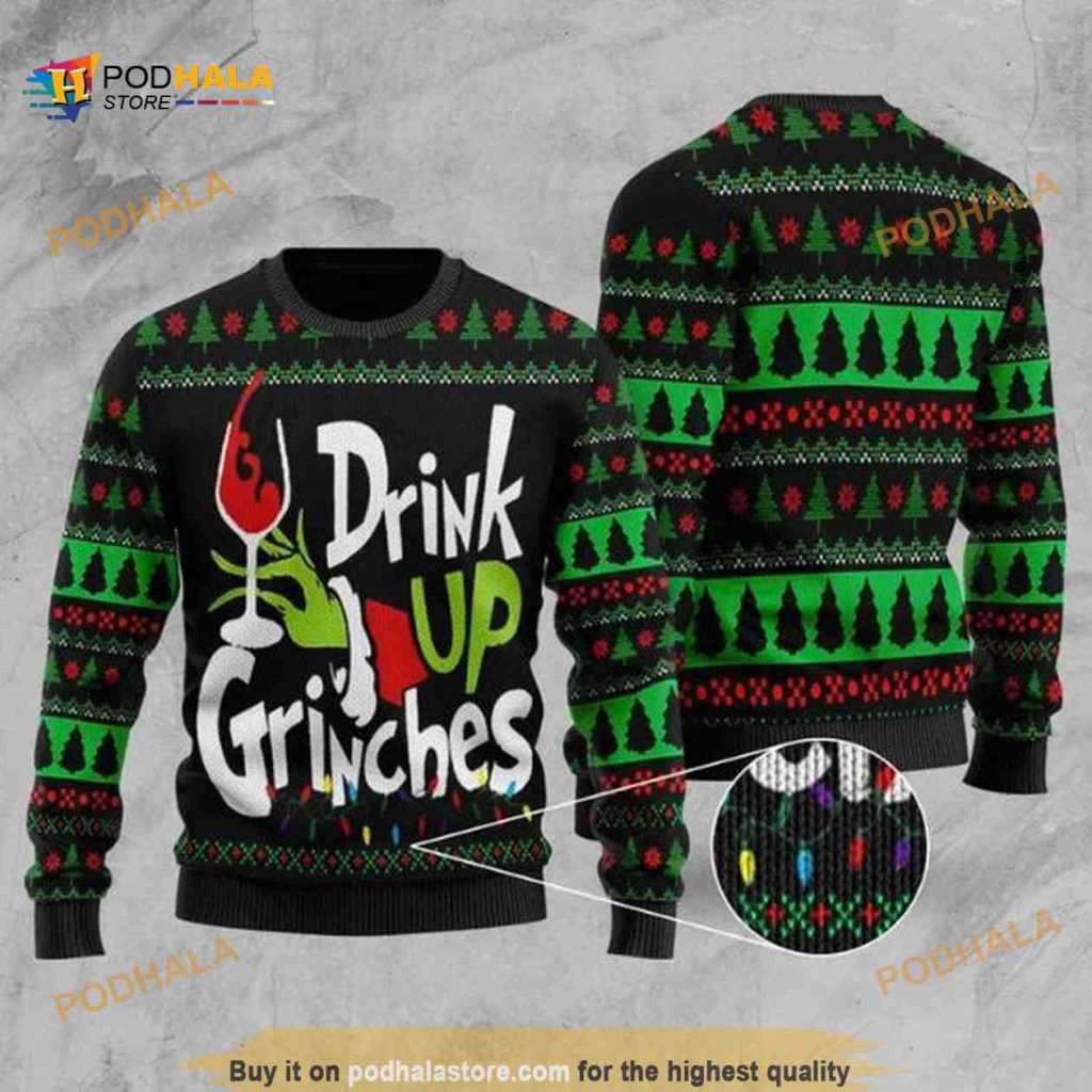The Grinch Xmas Drink Up Grinches Ugly Christmas Sweater, Xmas Gifts