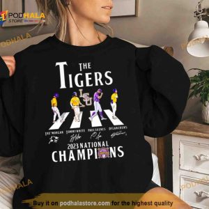 The LSU Tigers Abbey Road 2023 National Champions Signatures Shirt