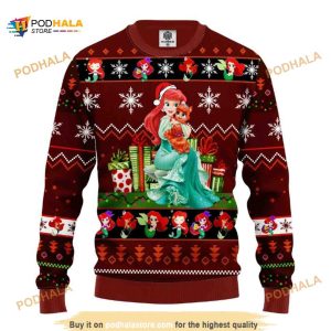 The Little Mermaid Ariel Princess Ugly Christmas Wool Sweater, Xmas Gifts