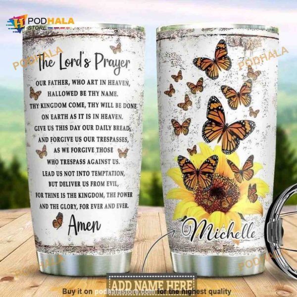The Lords Prayer Butterfly Bible Personalized Coffee Tumbler