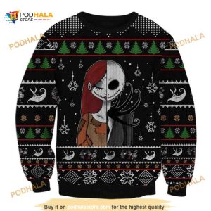 The Nightmare Before Christmas Jack Skellington And Sally Wool Ugly Sweater, Xmas Gifts