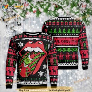 The Rolling Stones Grinch I Love Christmas Ugly Christmas Sweater, Xmas Gifts
