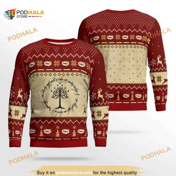 The White Tree LOTR Lord Of The Rings Ugly Christmas Sweater, Xmas Gifts