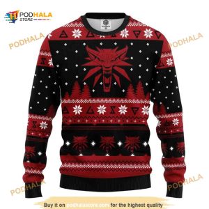 The Witcher Red Ugly Xmas Wool Sweater, Xmas Gifts