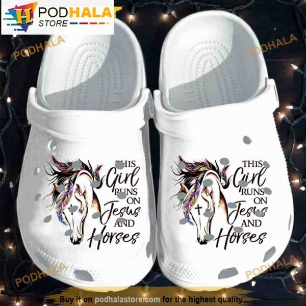 This Girl Runs On Jesus And Horses 3D Funny Crocs Clog Shoes