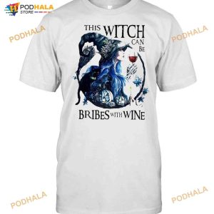 This Witch Can Be Bribed With Wine Halloween Shirt