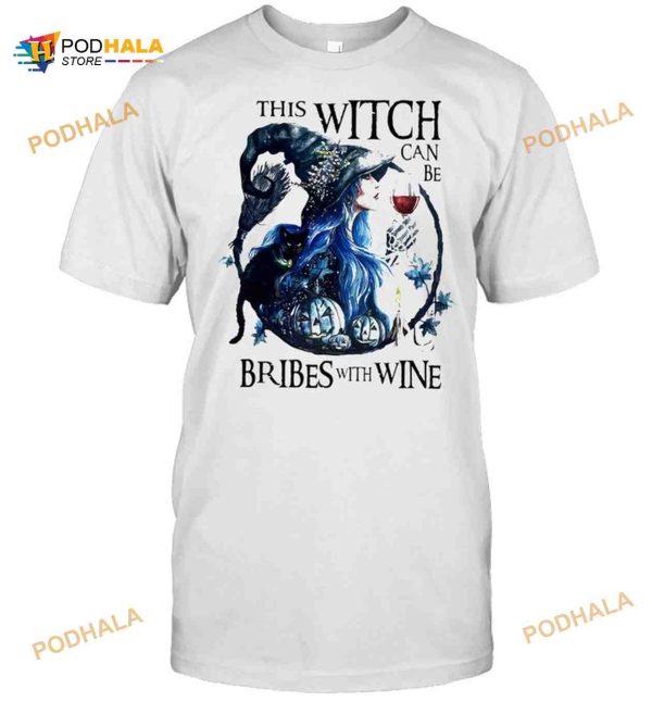 This Witch Can Be Bribed With Wine Halloween Shirt