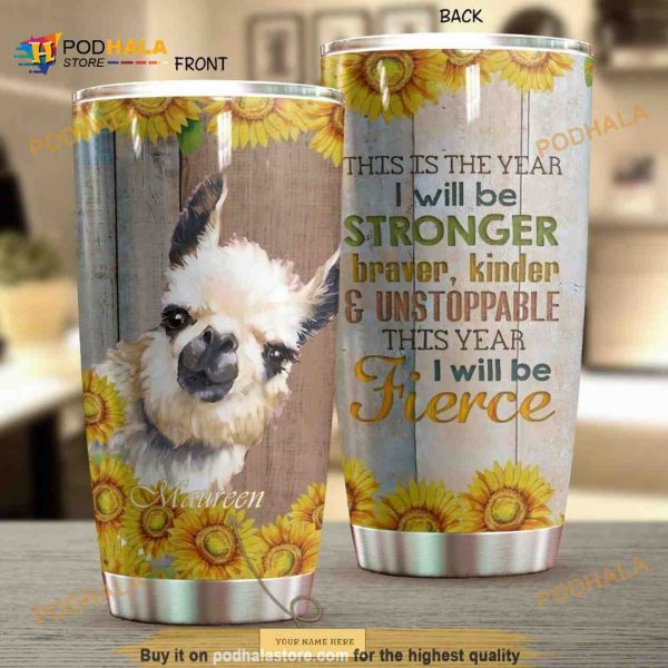 This Year I Will Be Stronger Llama Personalized Coffee Tumbler