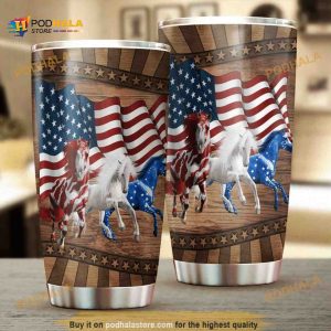 Three Running Horse American Stainless Steel Coffee Tumbler