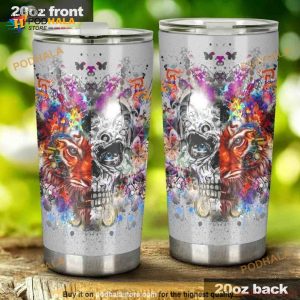 Tiger Head With Half Skull Stainless Steel Coffee Tumbler
