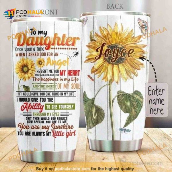 To My Daughter Sunflower Personalized Mother Daughter Coffee Tumbler