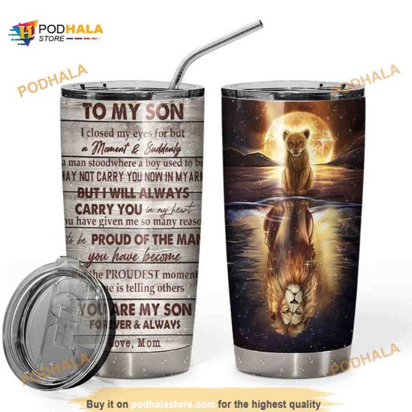 To My Son Lion Reflection Gift Travel Coffee Tumbler