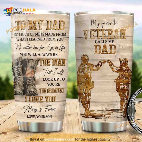 To My Veteran Dad From Son Stainless Steel Cup Coffee Tumbler