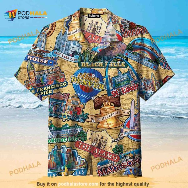 Travel In America Hawaiian Retro Vintage Summer Shirt