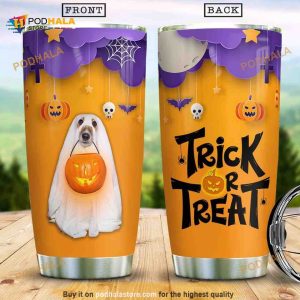 Trick Or Treat Ghost Dog Witch Stainless Steel Cup Coffee Tumbler