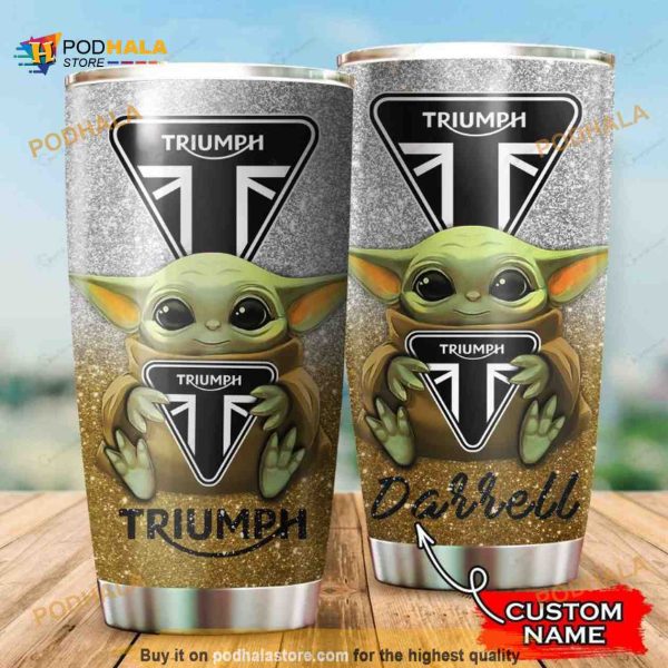 Triumph Baby Yoda Custom Name Gift Travel Coffee Tumbler