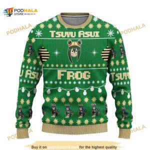 Tsuyu Asui Hero Academia Anime Gift Fan Ugly Xmas Wool Sweater