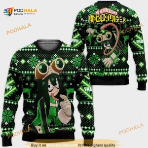 Tsuyu Asui My Hero Academia Anime Christmas Wool Ugly Sweater