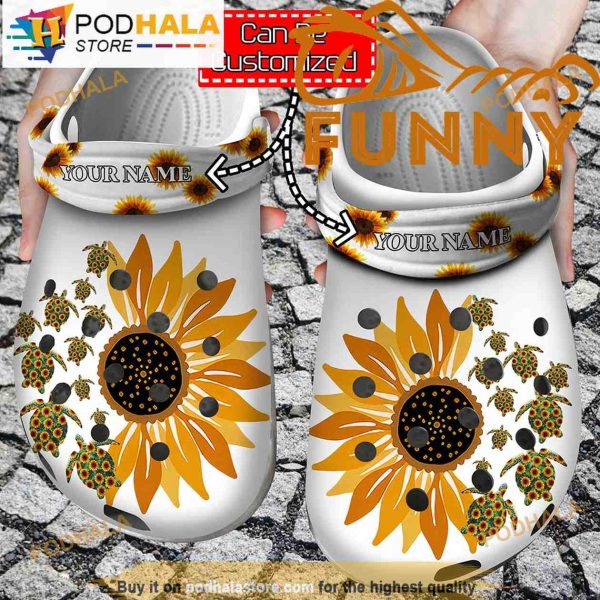 Turtle Sunflower 3D Funny Crocs Classic Clog