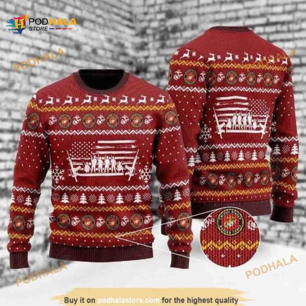 U.S Marine Corps Soldiers Ugly Xmas Wool Sweater, Xmas Gifts