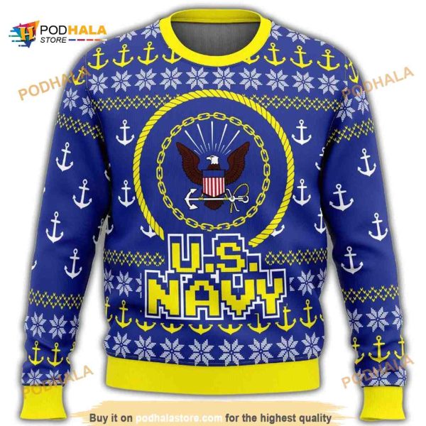 US Navy Premium Ugly Christmas Sweater, Xmas Gifts