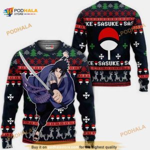 Uchiha Sasuke Naruto Anime Xmas Ugly Christmas Funny Sweater