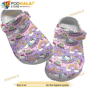 Ufo Rainbow Hello Kitty 3D Funny Crocs Clog Shoes