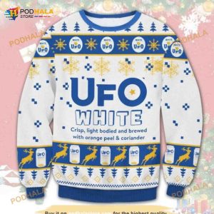 Ufo White Beer Ugly Christmas Wool Sweater, Xmas Gifts
