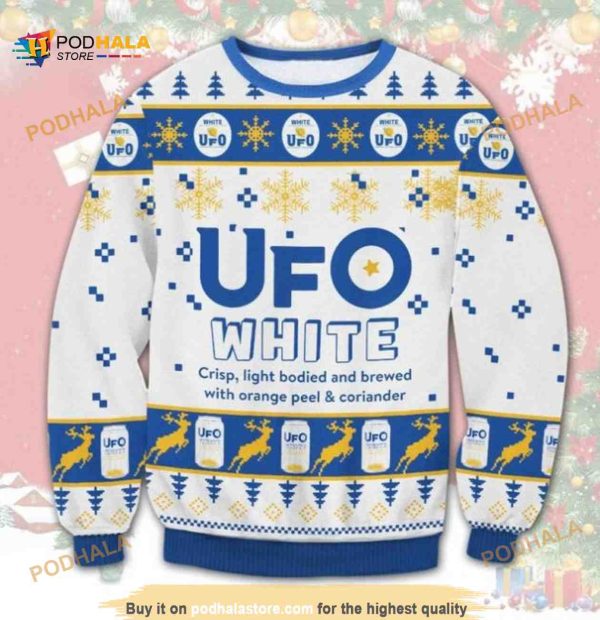 Ufo White Beer Ugly Christmas Wool Sweater, Xmas Gifts