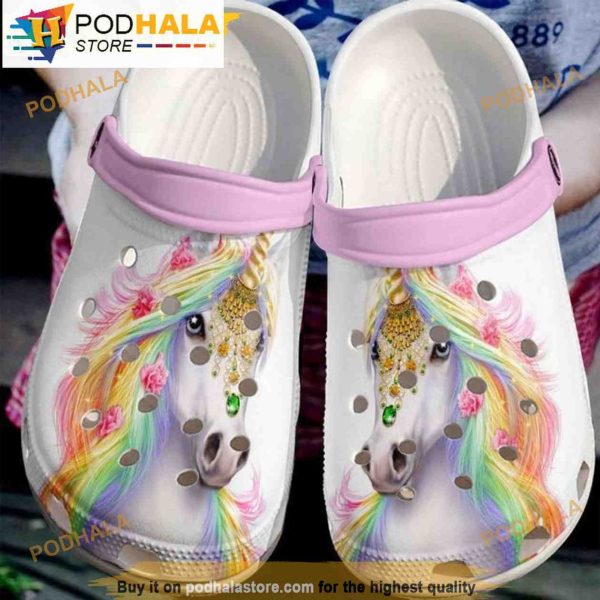 Unicorn Colorful Beauty Horse 3D Funny Crocs