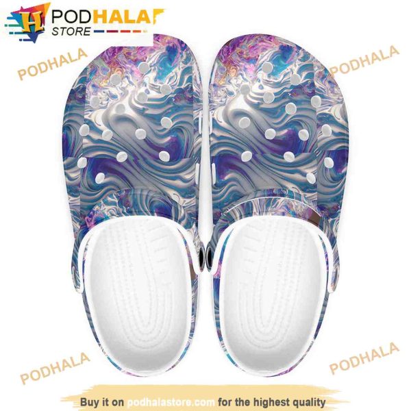 Unisex Summer Mystic Blue 80s Retro Groovy Marble 3D Funny Crocs Clog Shoes