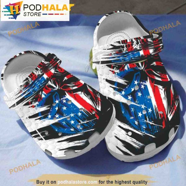 Us Camouflage Flag Skull Flag Golfing Pattern 3D Funny Crocs