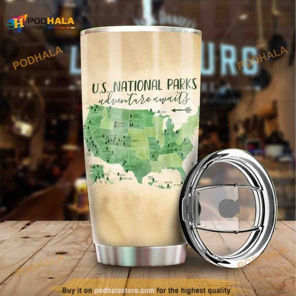 Us National Parks Map Stainless Steel Cup Coffee Tumbler
