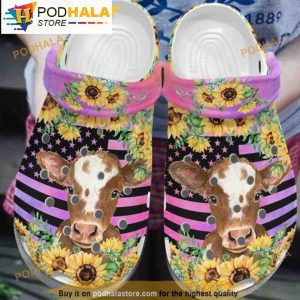 Usa Flags Cow Sunflower 3D Funny Crocs