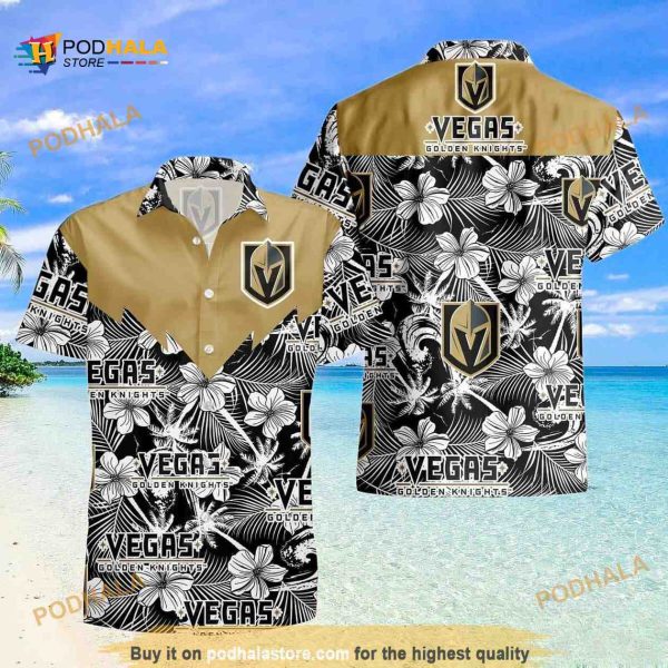 Vegas Golden Knights NHL Hawaiian Shirt Tropical Flower Pattern