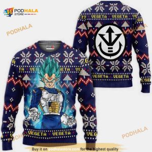 Vegeta Blue Christmas Sweater Anime Dragon Ball Xmas Funny Ugly Christmas Sweater