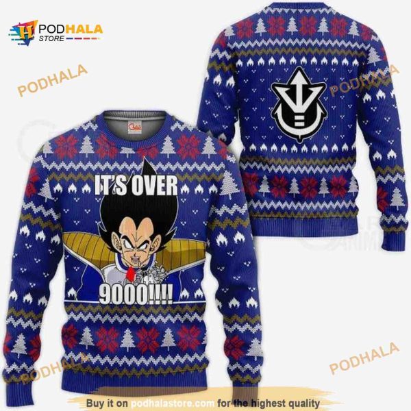 Vegeta It’s Over 9000 Funny Dbz Xmas Ugly Christmas Sweater, Xmas Gifts