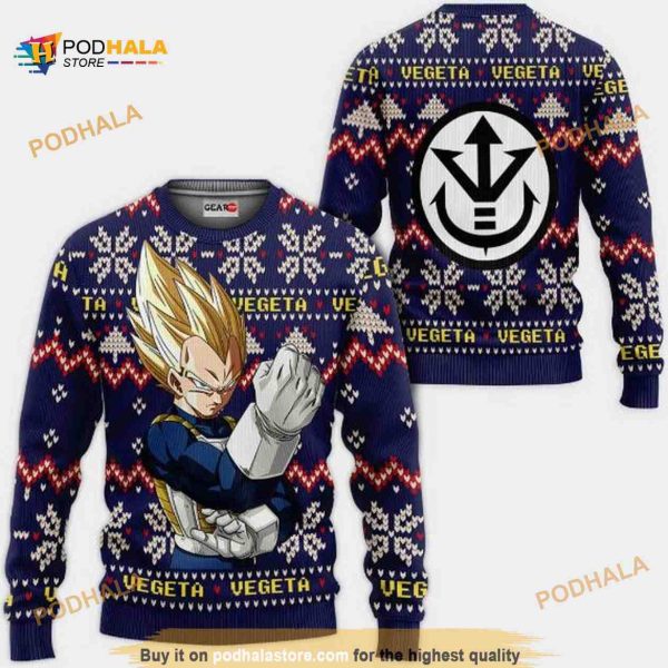 Vegeta Super Saiyan Anime Dragon Ball Xmas Ugly Wool Sweater